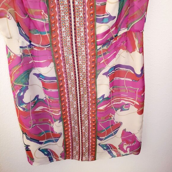 ECI  Beaded and Embroidered Colorful Cocktail Short Sleeve Dress Size 14 EUC - Picture 4 of 10